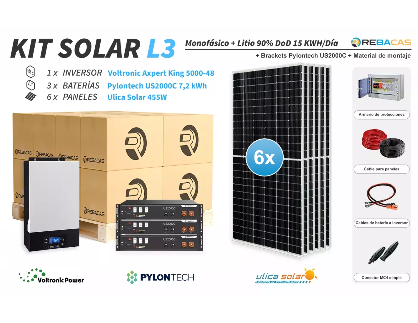 kit solar con batería de litio 15kwh