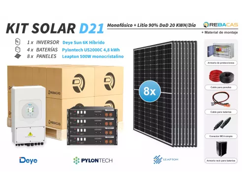 Kit Solar litio casa de campo 20 kWh | Kit litio Pylontech