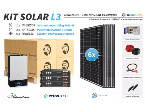 Kit Solar con batería de litio 15 kWh | Material de montaje incluido