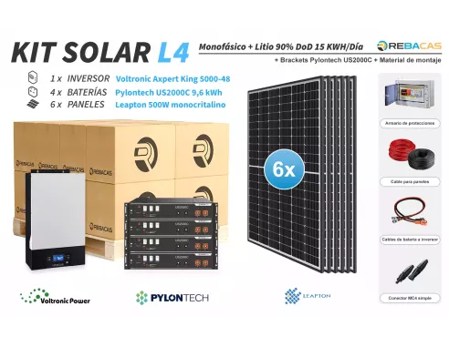 Kit Solar 15 kWh con batería de litio 10 kWh | Material de montaje incluido