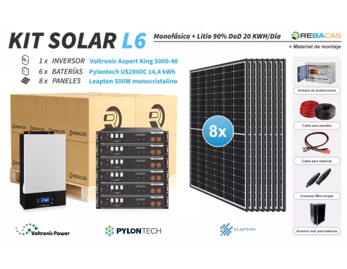 Kit Solar litio Pylontech 18 kWh/día | Material de montaje incluido