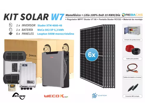 Kit Solar litio Studer-Weco 15 kWh | 10 años de garantía en todos los componentes