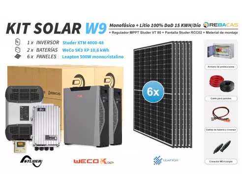 Kit Solar Litio Studer-WeCo 1kWh| 10 años de garantía total 10,6 kWh batería