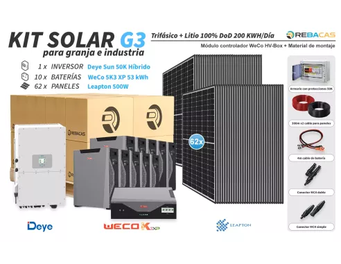 Kit Solar industrial litio | Kit 200 kWh Granjas e industria