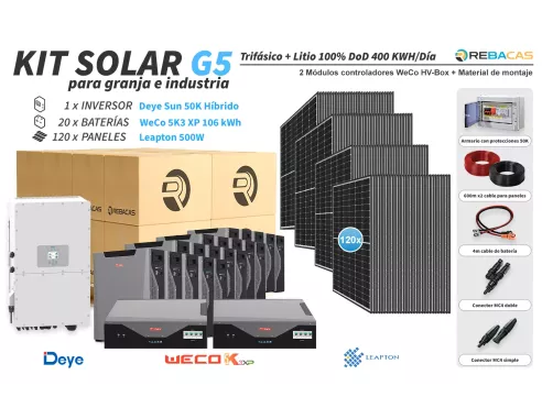 Kit Solar industrial litio | Kit 400 kWh Granjas e industria