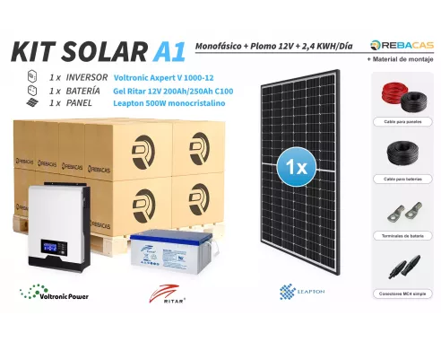 Kit Solar Vivienda Aislada 2000 | Kit solar con material de montaje