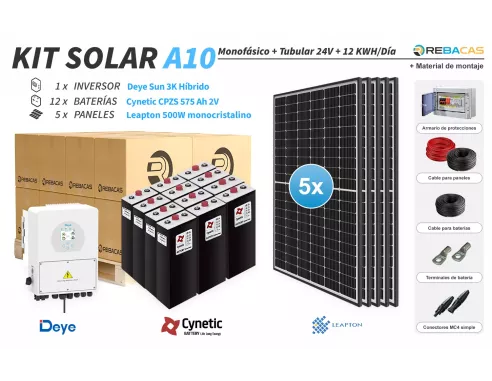 Kit solar con baterías 10000W | Kit con material de montaje incluido